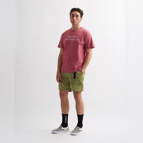 Saturdays NYC Joby Cord Short in Army Green - Picture 2 of 14